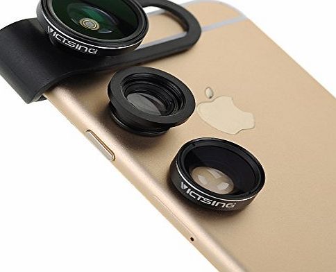 VicTsing [New Design]VicTsing 3 in 1 Clip-On 180 Degree Supreme Fisheye   0.65x Wide Angle II   Macro Lens Camera Photo Kit For Apple iPhone 6 / 6 Plus, iPhone 5 5S 4 4S, iPad Air 2/1, iPad 4/3/2, iPad Mini 3/